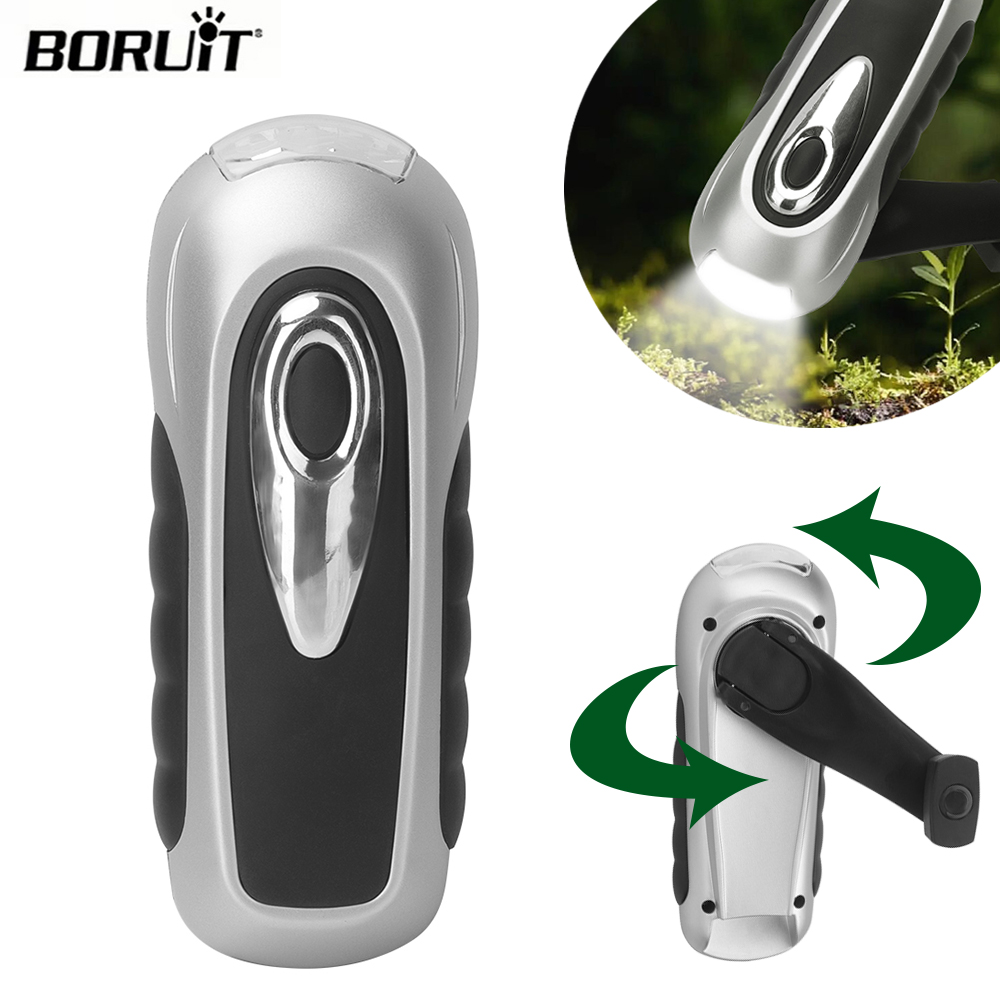 Cycling Low Gear - BORUIT LED-Taschenlampe, Handkurbel, Dynamo, Solarenergie, Taschenlampe,