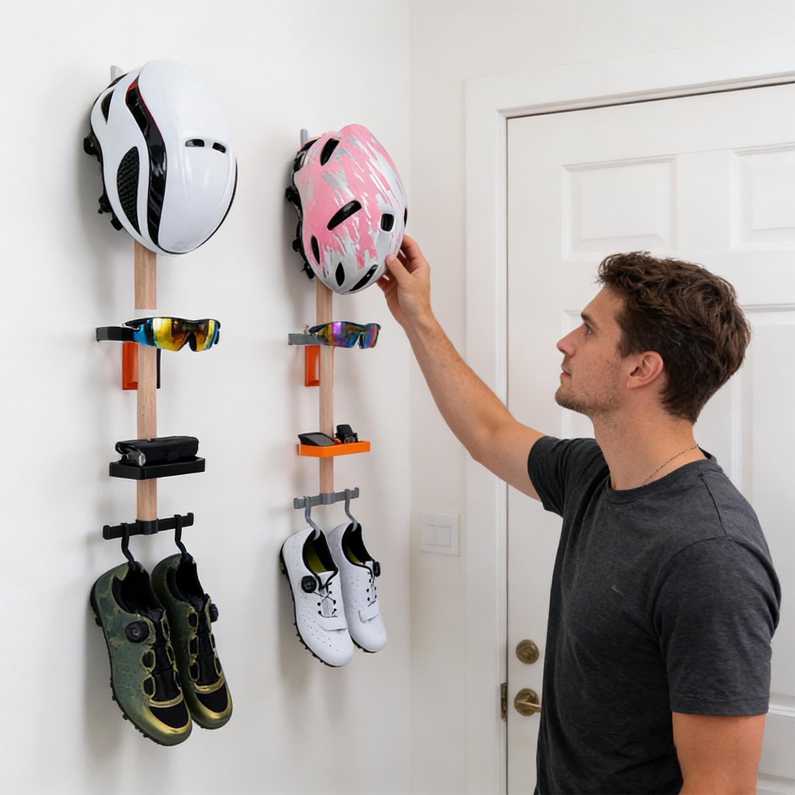 Cycling Gear Wall Organizer - Vertikaler Fahrradzubehör-Organizer, Wandmontierter Halter für Fahrradzubehör,